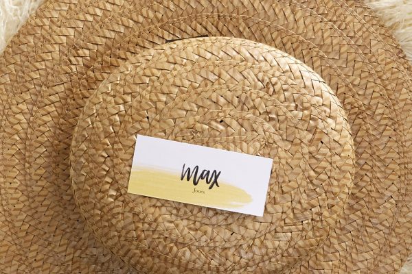 Brush stroke name tags